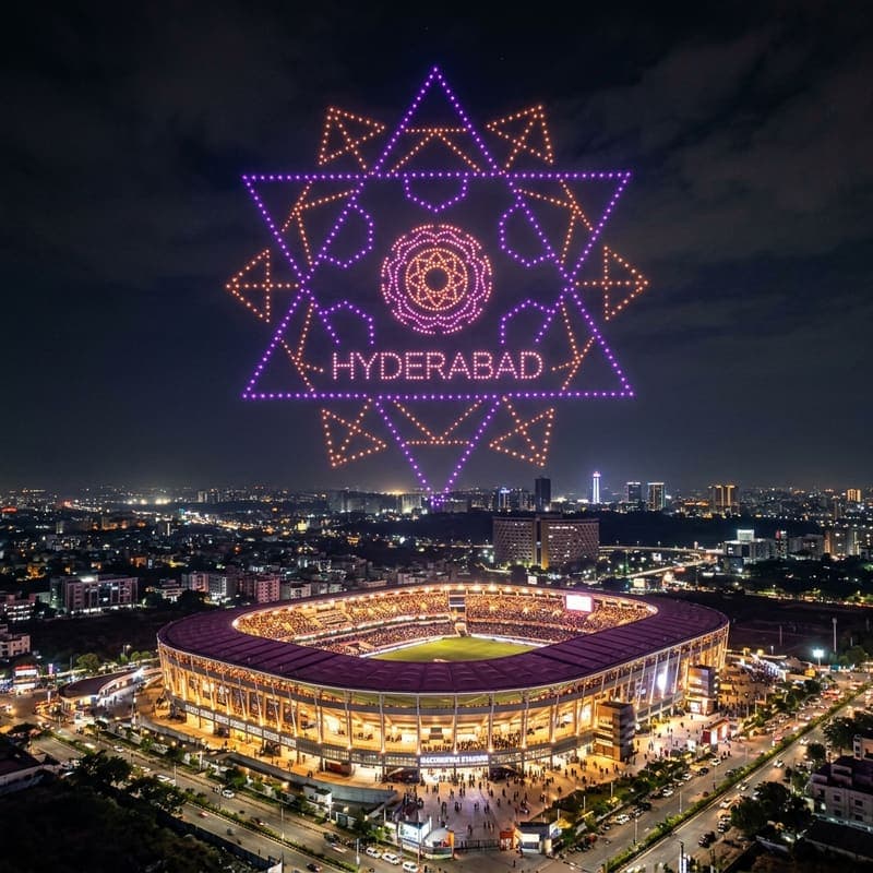 1000+ drone light show over Hyderabad sky