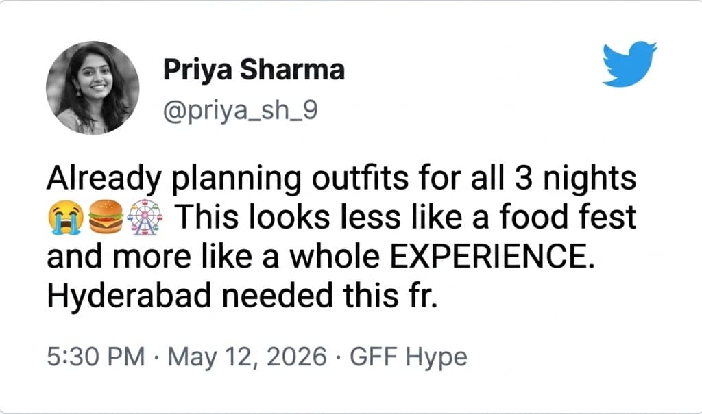 Tweet from Priya Sharma about Grand Food Festival weekend plans
